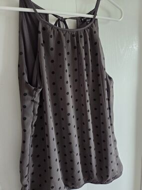 Express Taupe Polka Dot Tie-Back Sleeveless Top